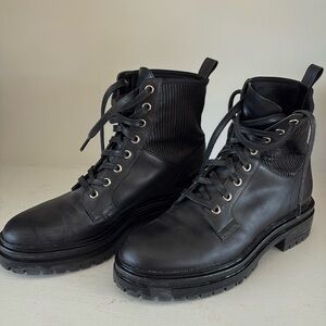 Gianvito Rossi black cool combat boots 8.5 lug sole